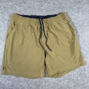Rhone Shorts Mens Large Brown Lined Athletic Training Swim Workout Drawstring